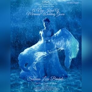 Sample Gown Set "ATLANTIS" Ocean Blue & White Boho Wedding Ballgown Set